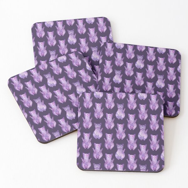 Item preview, Violet Maneki Neko pattern designed and sold by GrayCatGraphics.