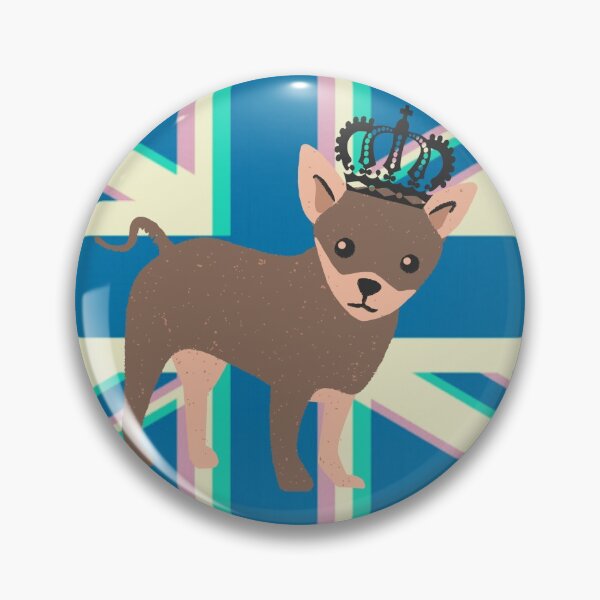 Item preview, Chihuahua dog on a blue and pink British flag designed and sold by Vegasrockdog.
