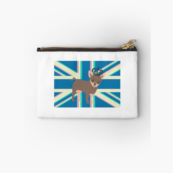 Item preview, Chihuahua dog on a blue and pink British flag designed and sold by Vegasrockdog.