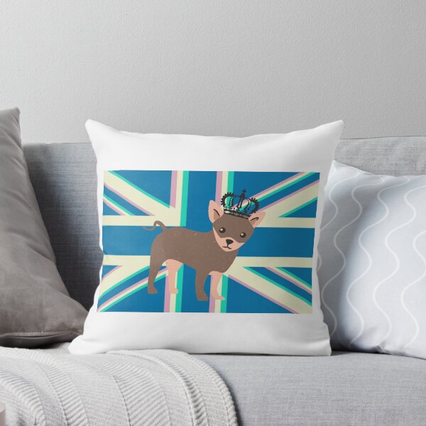 Aperçu de l'œuvre Chien Chihuahua sur un drapeau britannique bleu et rose créée et vendue par Vegasrockdog.