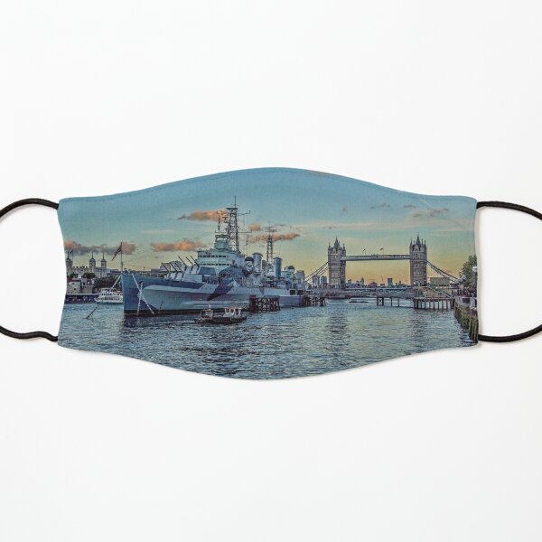 #321 HMS Belfast and Tower bridge Kids Mask