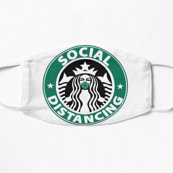 Social Distancing Starbucks-Inspired Art Flat Mask
