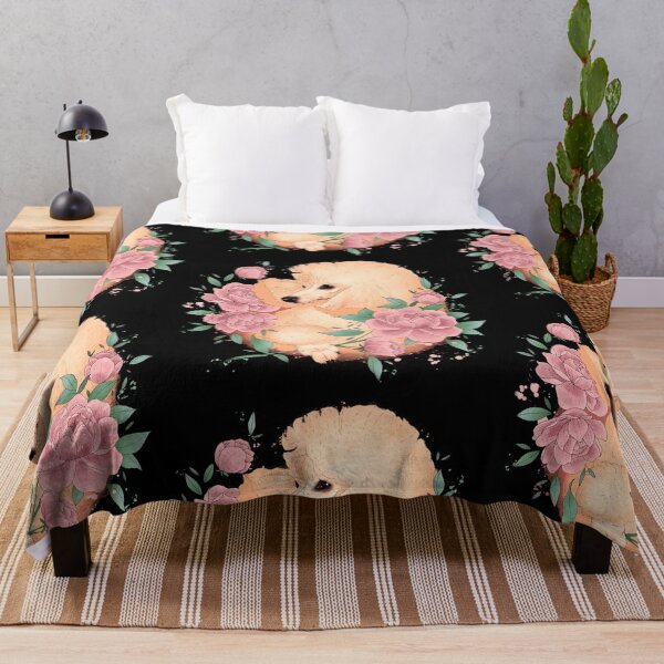 Item preview, Apricot poodle with peonies designed and sold by Lilianna Dmytrek.