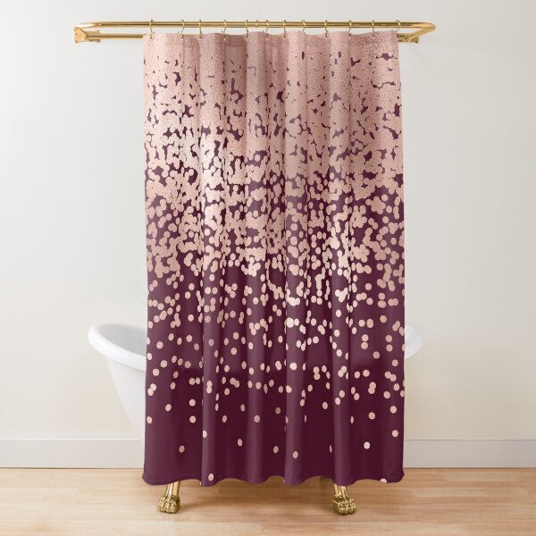 Elegant Burgundy Rose Gold Polka Dot Gradient Shower Curtain By Lafemmeart Redbubble