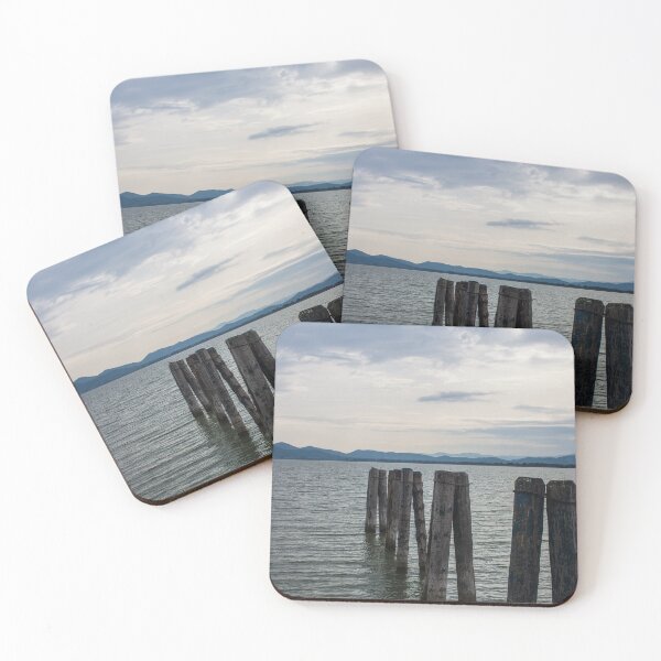 Item preview, Photograph of a lake in Italy dramatic skyline calm waters wooden harbor poles designed and sold by g2rdsmith.