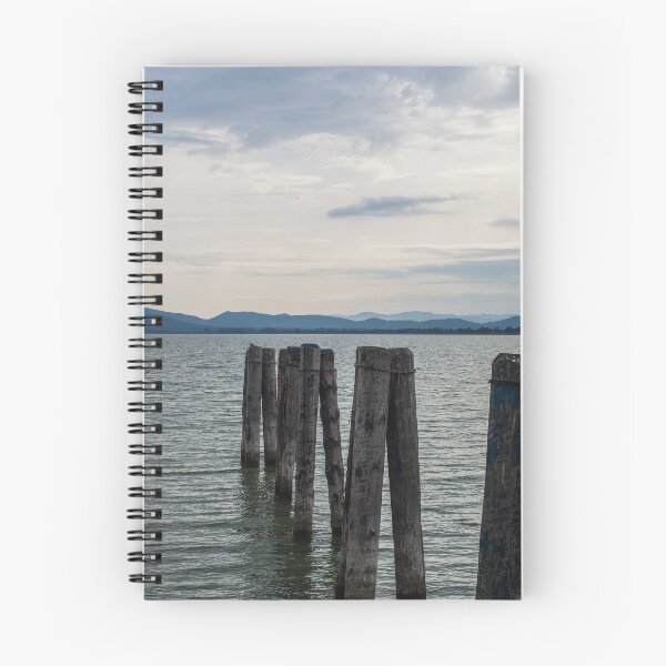 Item preview, Photograph of a lake in Italy dramatic skyline calm waters wooden harbor poles designed and sold by g2rdsmith.