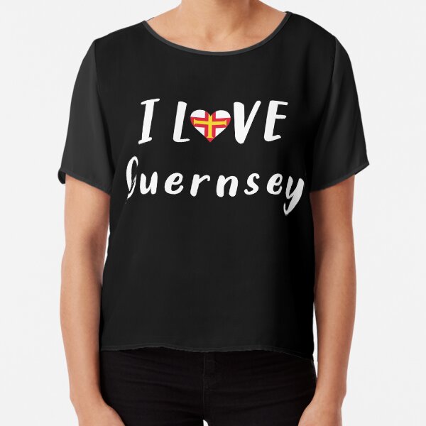 I love Guernsey - Gift for Guernsey - Black Chiffon Top