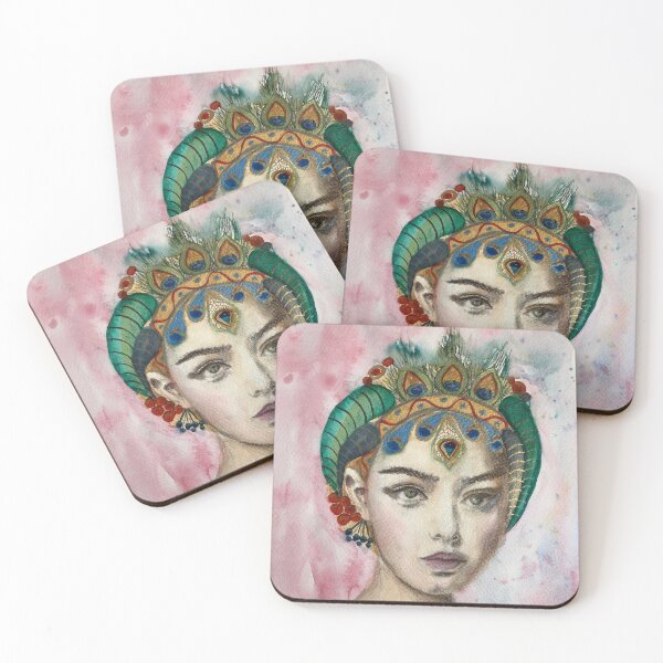 Item preview, Peacock Art Woman Indian Art Fantasy Peacock Lady Watercolor Peacock Woman Art designed and sold by coquimugs.