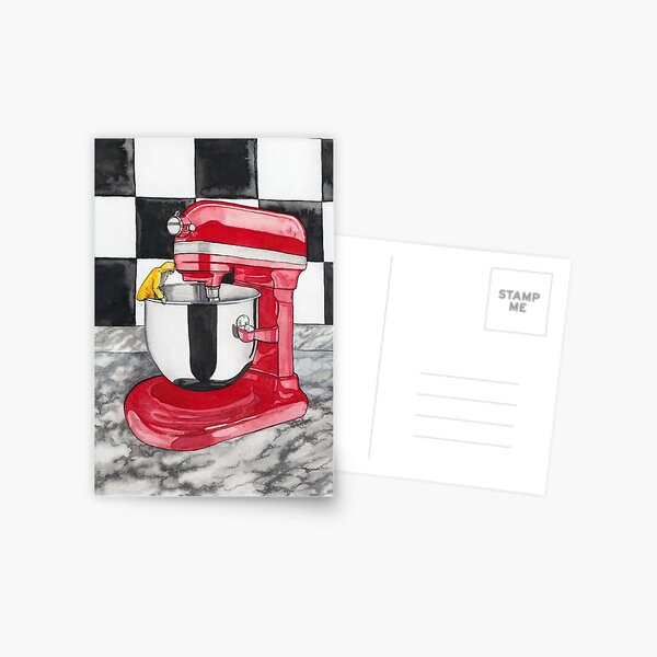 Batter Up -- Surreal Kitchen Mixer Watercolor Postcard