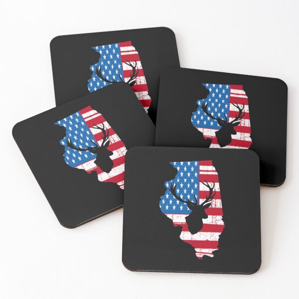 Item preview, Illinois American Flag Deer Hunting designed and sold by Tee Kaboom!.