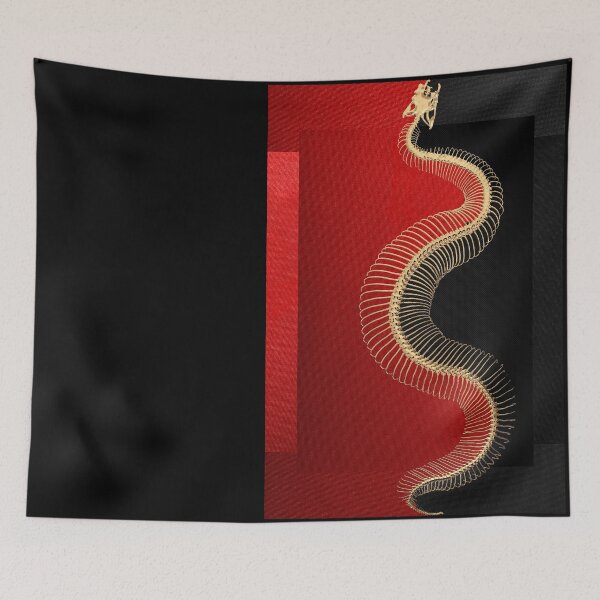 Item preview, Gold Snake Skeleton over Black and Red Canvas designed and sold by Serge Averbukh Art Studio.