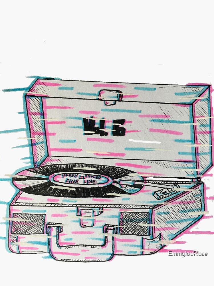 "Glitching Record Player Sticker Fine Line" Sticker by EmmylouRose