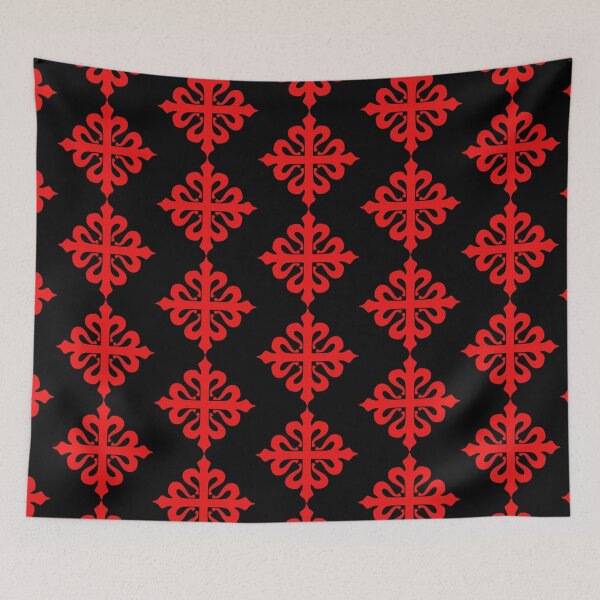 Item preview, Calatrava Cross Cruz de Calatrava red on black designed and sold by JoAnnFineArt.