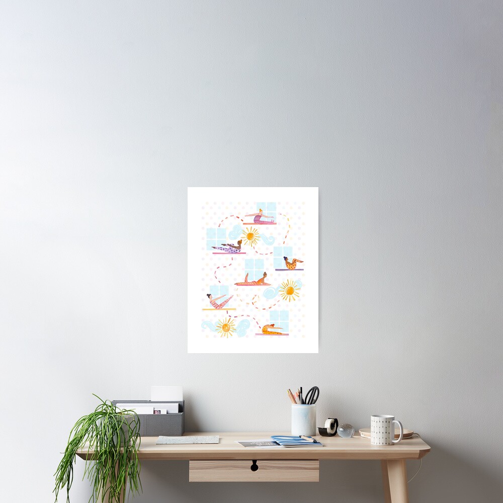 Morning Pilates - Sunshine Pilates Watercolor Artwork Poster