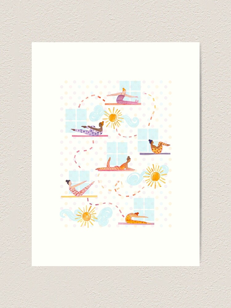 Alternate view of Morning Pilates - Sunshine Pilates Watercolor Artwork Art Print