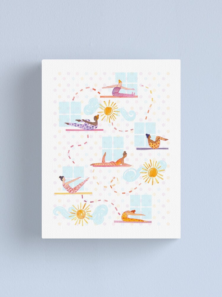 Alternate view of Morning Pilates - Sunshine Pilates Watercolor Artwork Canvas Print