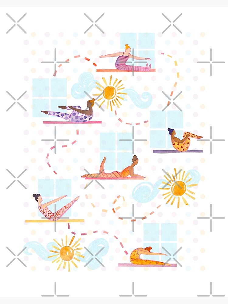 Morning Pilates - Sunshine Pilates Watercolor Artwork by annieparsons