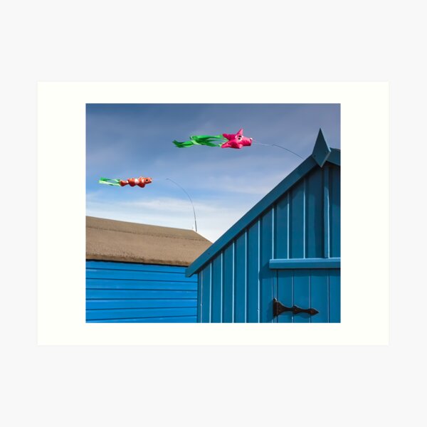 Windsocks and Beach huts Art Print