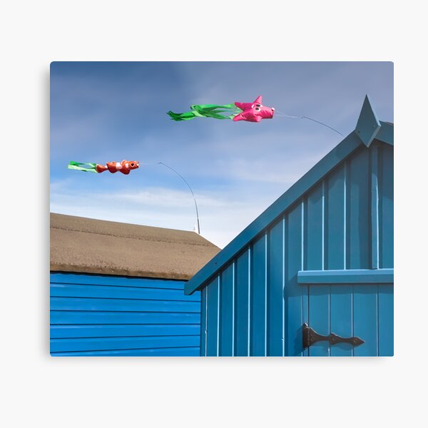 Windsocks and Beach huts Metal Print