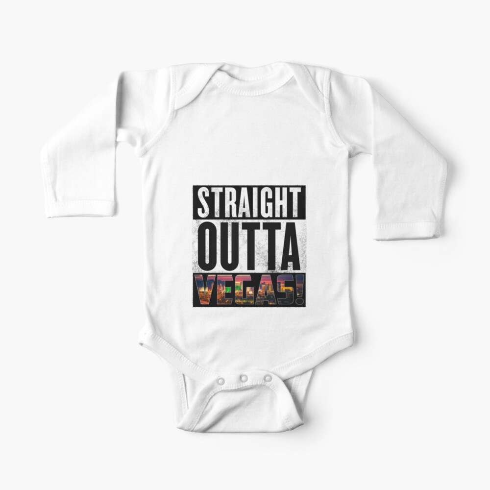 Straight Outta Vegas Baby One Piece By T Shirt Designs Redbubble - roblox baby is on fire wheres the baby adventures