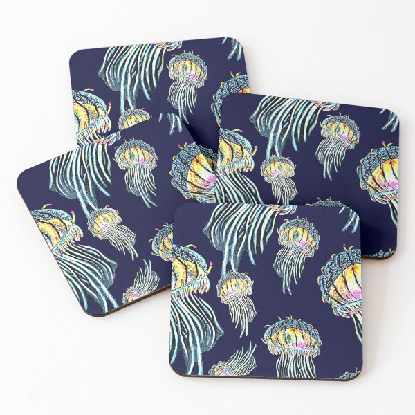Item preview, Jellyfish neon and bioluminescent ocean designed and sold by MagentaRose.