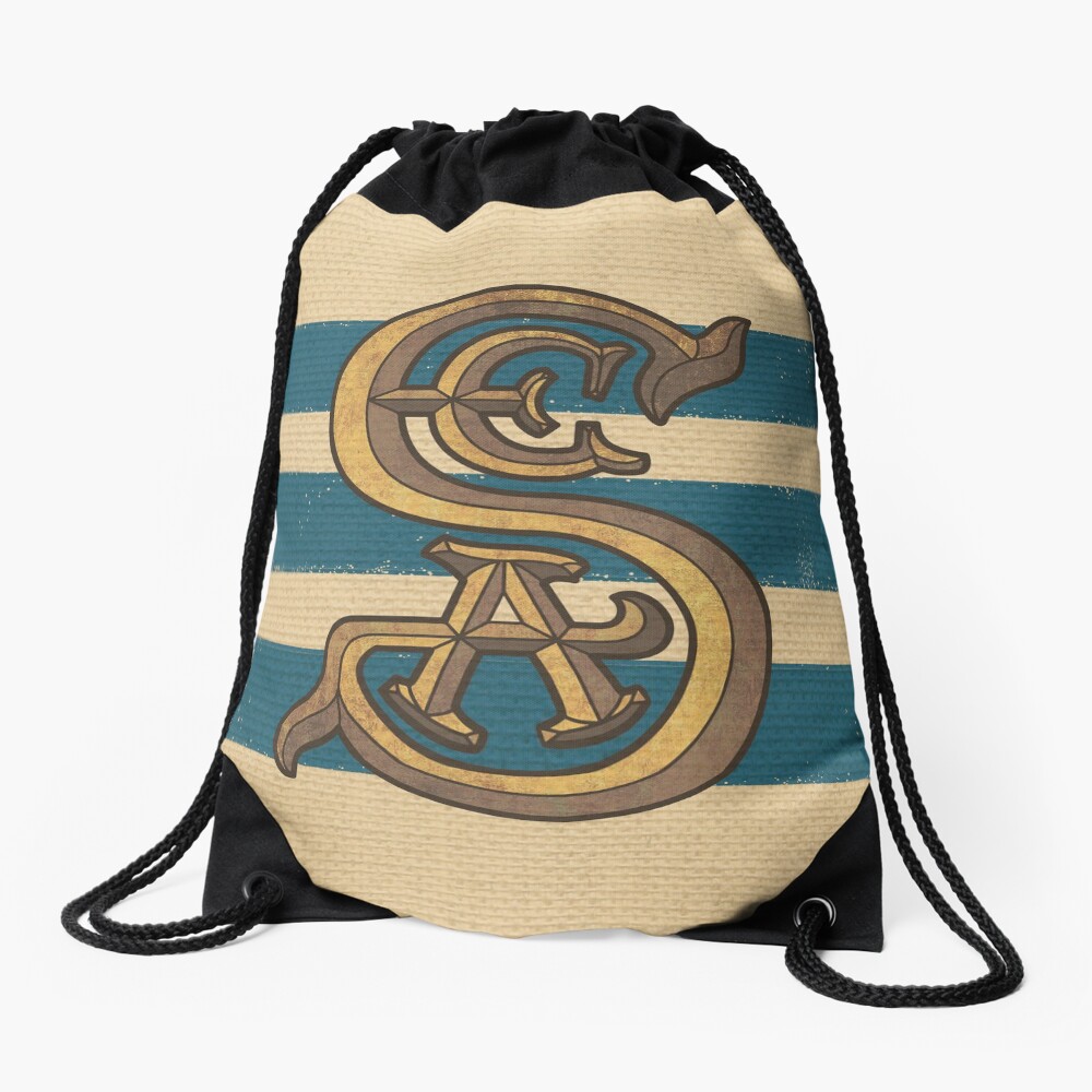 Society of Explorers and Adventurers Blue Stripes Drawstring Bag
