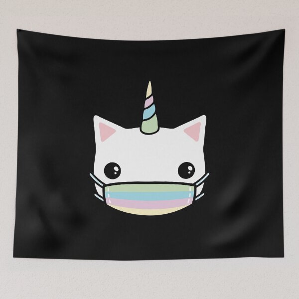 Item preview, rainbow face mask cat designed and sold by Laura Nagel.