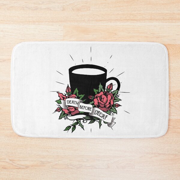 Item preview, Death before decaf, coffee cup, roses, coffee, caffeine designed and sold by SouthPrints.