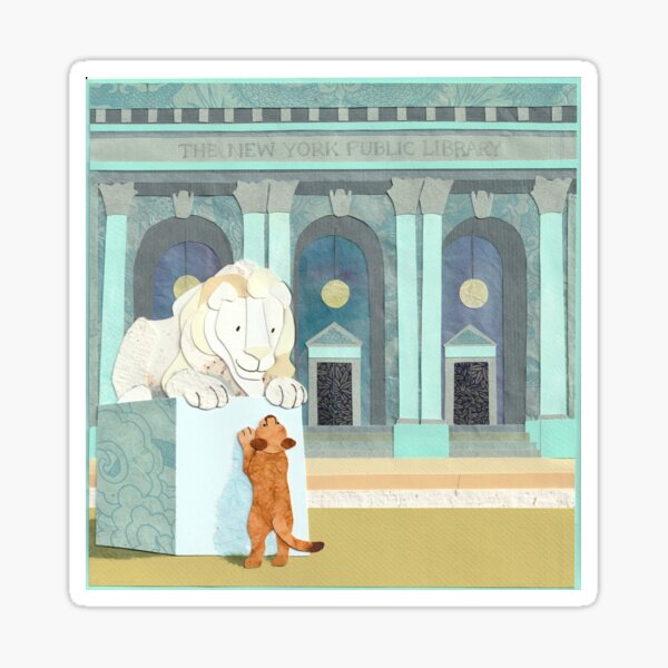 Lion Cub Visits New York Public Library Sticker