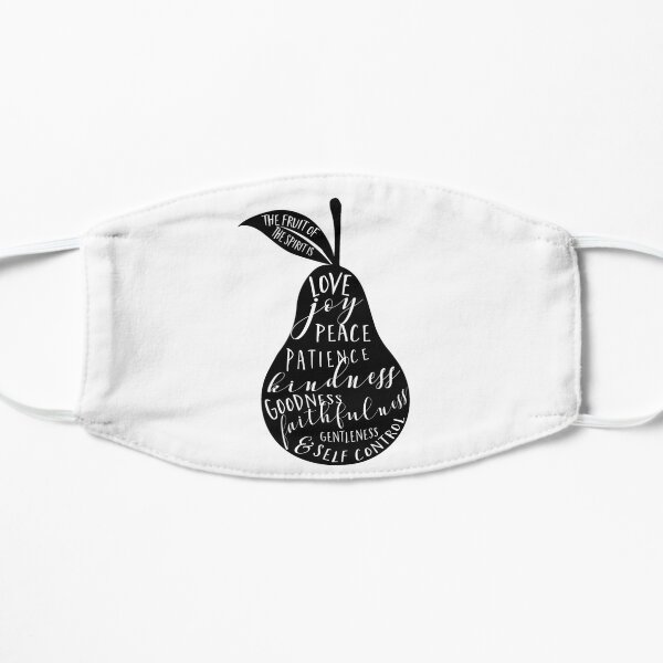 Fruit of the spirit | pear | black and white Flat Mask
