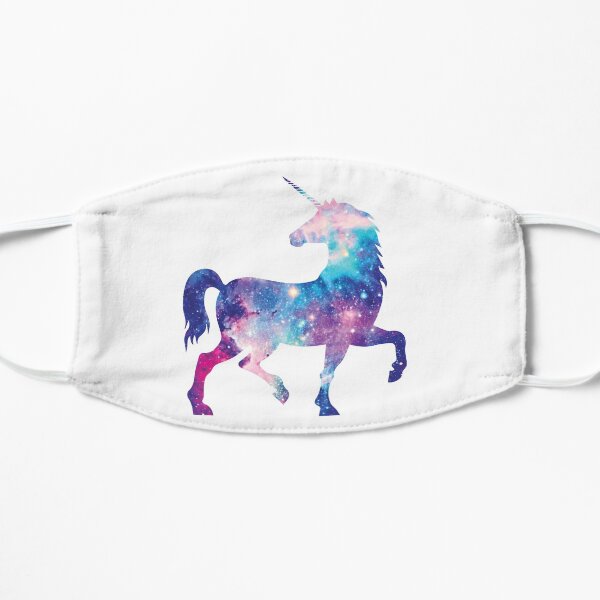 Cosmic watercolor unicorn Flat Mask