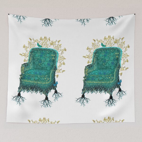 Item preview, Arm Chair turned into Oak Tree - Engraving style in Tirquoise designed and sold by Vassia Sarri.