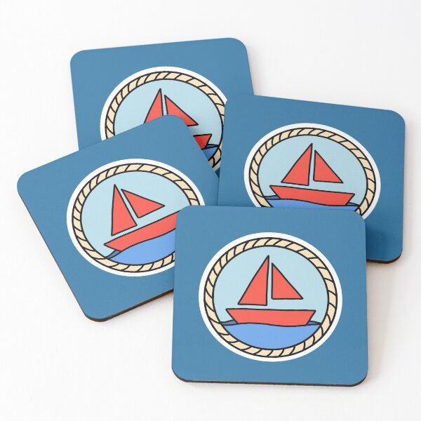 Item preview, I'd Rather Be Sailing - Red Ship and Rope Cartoon Art Print designed and sold by Justin Pierce.