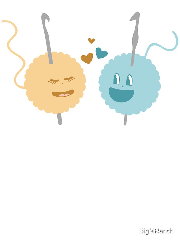 "Kawaii balls of yarn in love crochet hooks" Stickers by BigMRanch