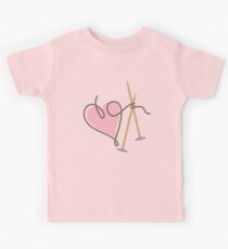 Love knitting needles heart yarn Kids Tee