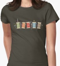 Colorful spools of thread pins needles sewing Women's Fitted T-Shirt