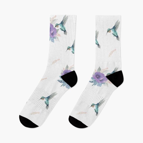 Item preview, Humingbird and purple flower in watercolor designed and sold by latiendadearyam.