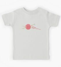 Pink ball of yarn with knitting needles Kids Tee