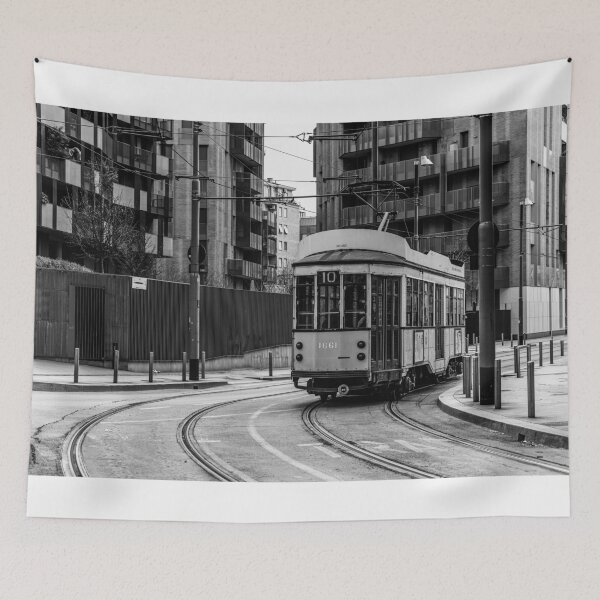 Item preview, Yellow urban tram runs along the city tracks designed and sold by brambillasimone.