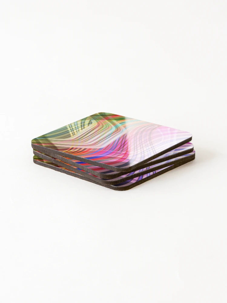Thumbnail 4 of 5, Coasters (Set of 4), Intersecting Rainbows designed and sold by Ruffmouse.