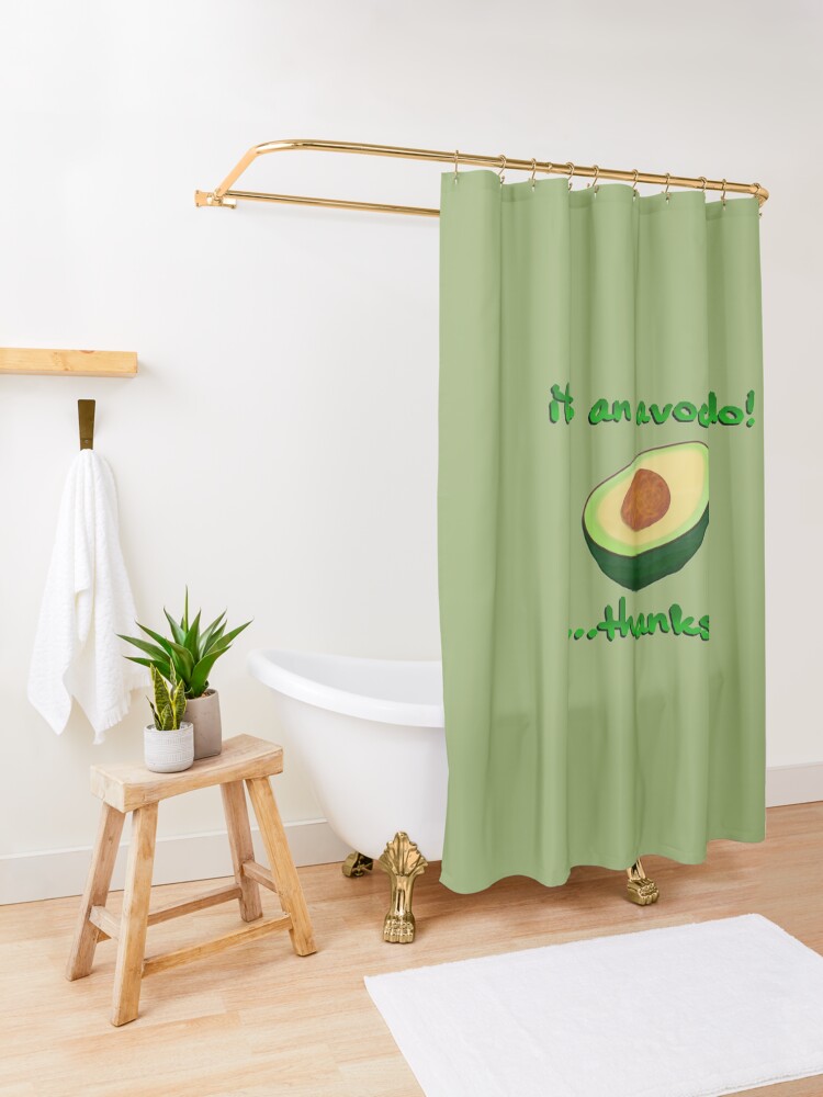 Alternate view of It's an Avocado! ...Thanks! - Vine Design Shower Curtain