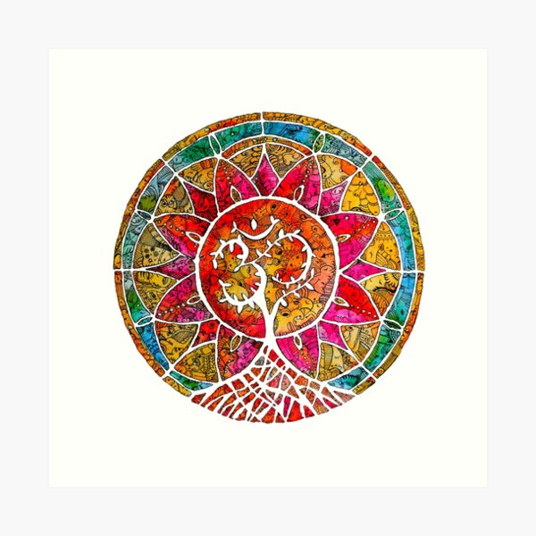 Mandala, Yoga Love, in, Peachy Pink, Boho Art Art Print