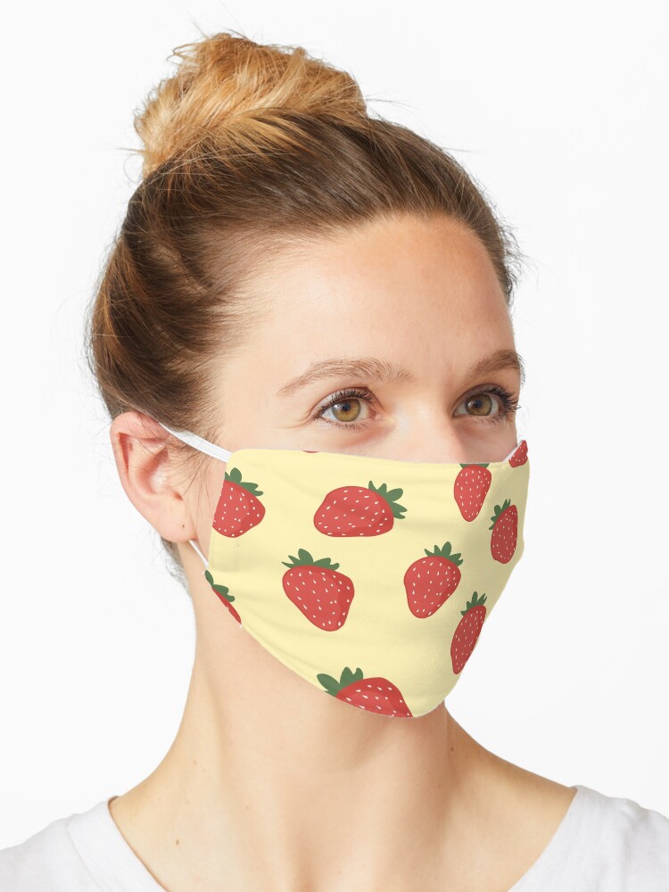 Download Yellow Strawberry Face Mask Mask By Hopehuffman Redbubble PSD Mockup Templates