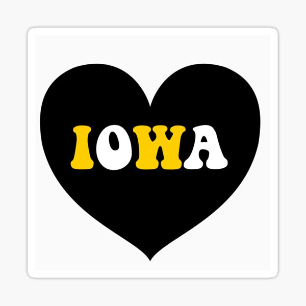 "Iowa heart yellow and white logo" Sticker by vnessmurray Redbubble