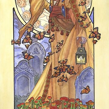 Original Art Fashion Illustration Drawing Lady of May outlet & Lady of November Goddess Mictecacihuatl Art Nouveau Birthstone Goddesses Series