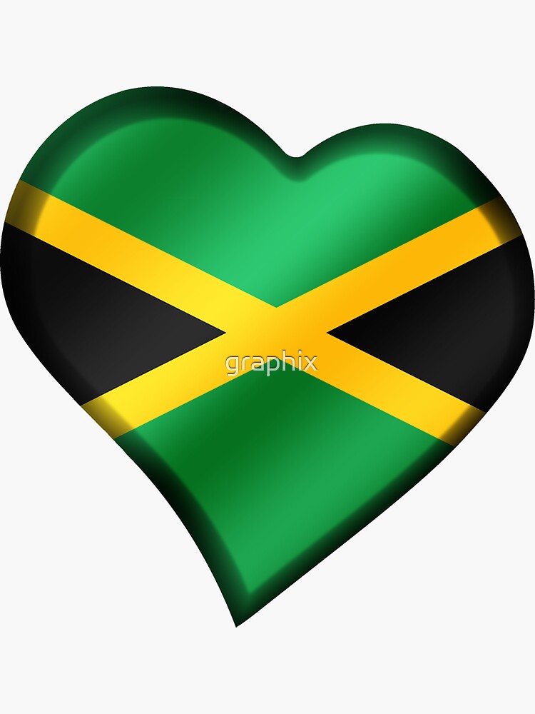 "Jamaican Flag Jamaica Heart" Sticker by graphix Redbubble