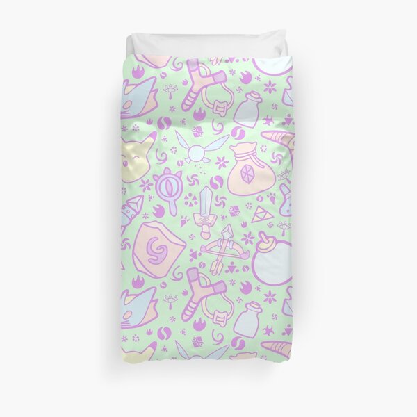 Zelda Doodlez (Green Pastel ver.) Duvet Cover