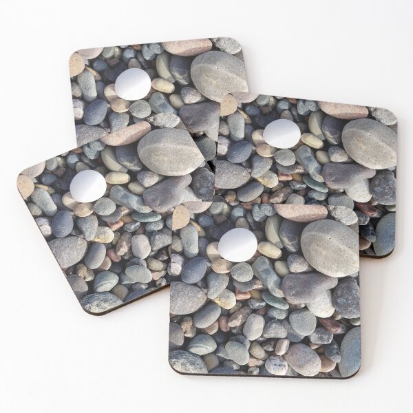 Seeleys Cove Beach stones #3, New Brunswick Coasters (Set of 4)