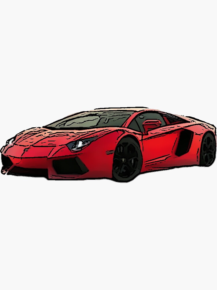 "Cartoon Lamborghini" Sticker by pythondesigns | Redbubble