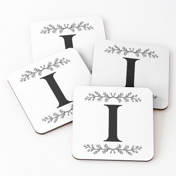 Item preview, Bold I initial between Pine Branches designed and sold by Kari Nichols.